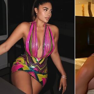 Fashion Nova Pink and Yellow Intimates with Plunging Neckline